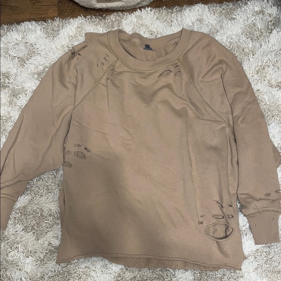 Aerie Distressed Tan Sweatshirt - Picture 1 of 1